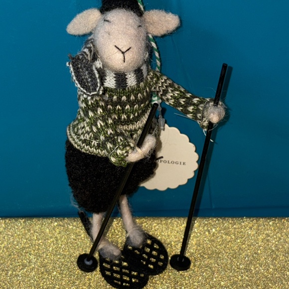 Anthropologie Skiing Sheep Felt Ornament - Picture 1 of 3